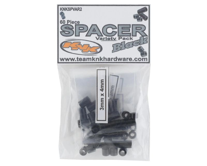 KNKSPVAR2 Team KNK Aluminum Spacer Variety Pack (Black) (60)