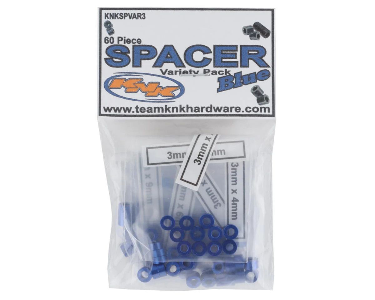 KNKSPVAR3 Team KNK Aluminum Spacer Variety Pack (Blue) (60)