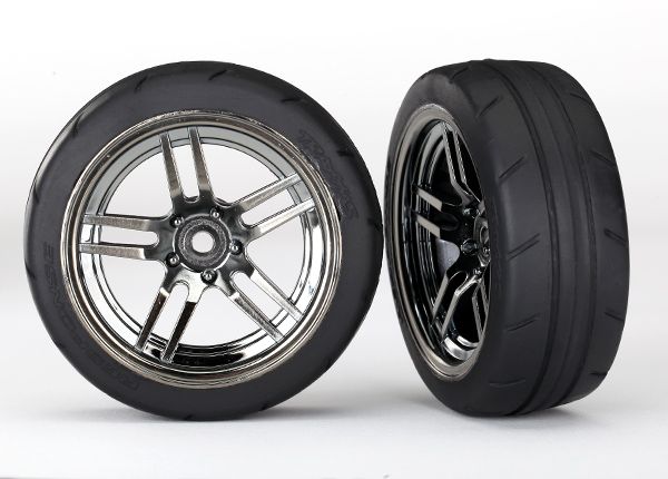 8373 Tires &amp; wheels, assembled, glued (split-spoke black wheels, 1.9&quot; Response tires) (front) (2)