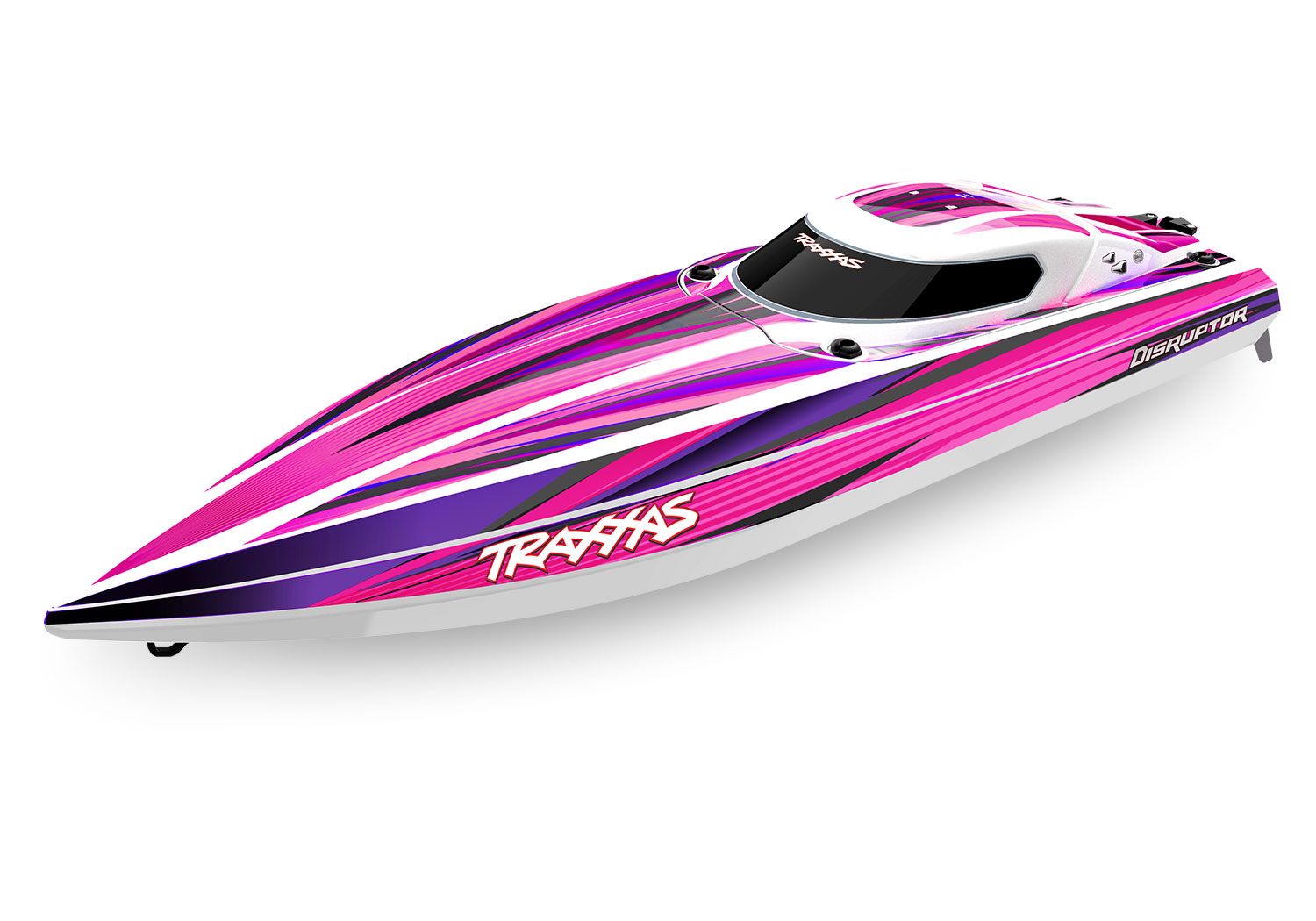 106064-4 - PINK  Disruptor: 26″ brushless 4s boat with Rapid Right, TQ 2.4 GHz radio system, VXL-4s Marine ESC, brushless outrunner motor, and factory-applied graphics.