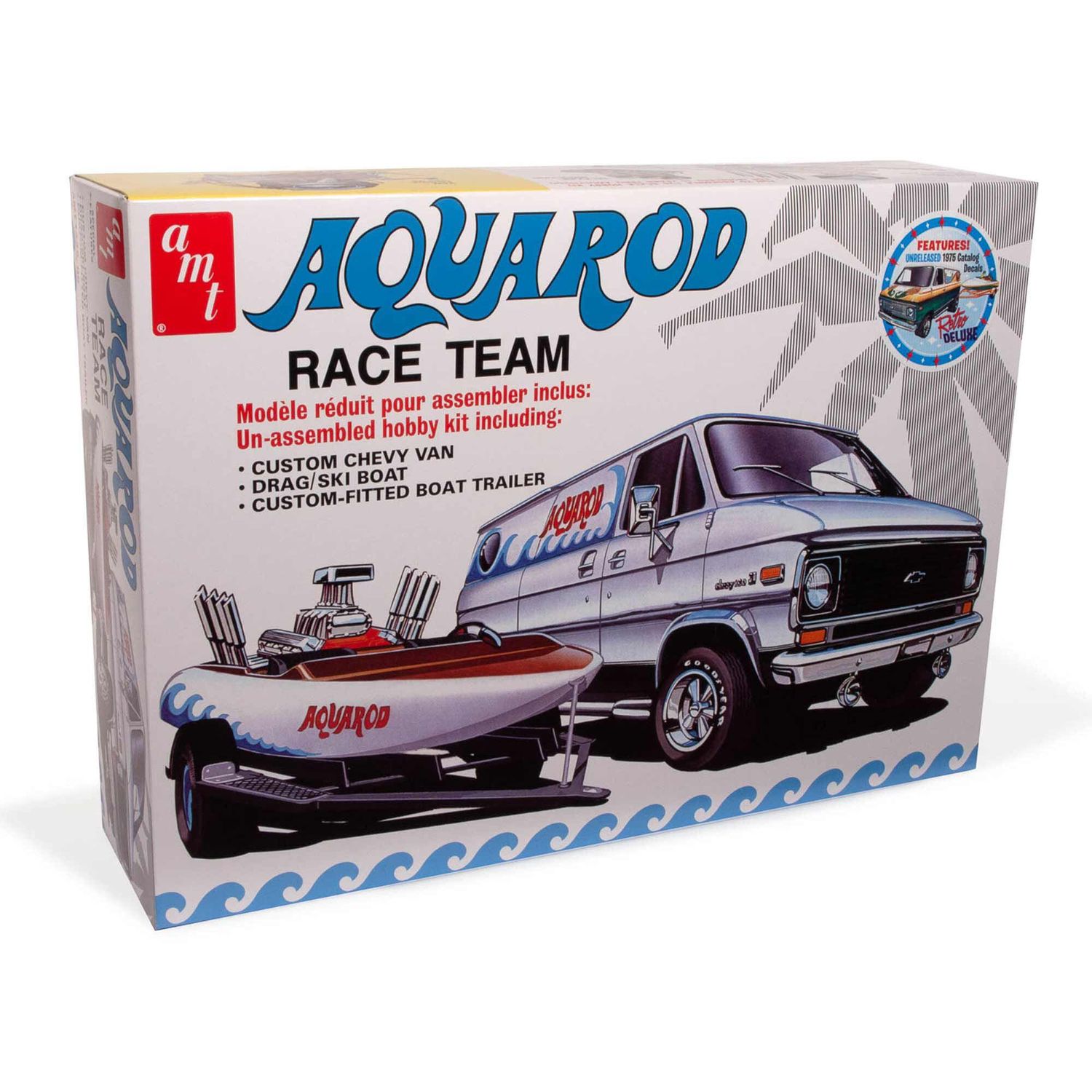 AMT1338 Aqua Rod Race 75&#39; Chevy Van Race Boat Trailer 1/25