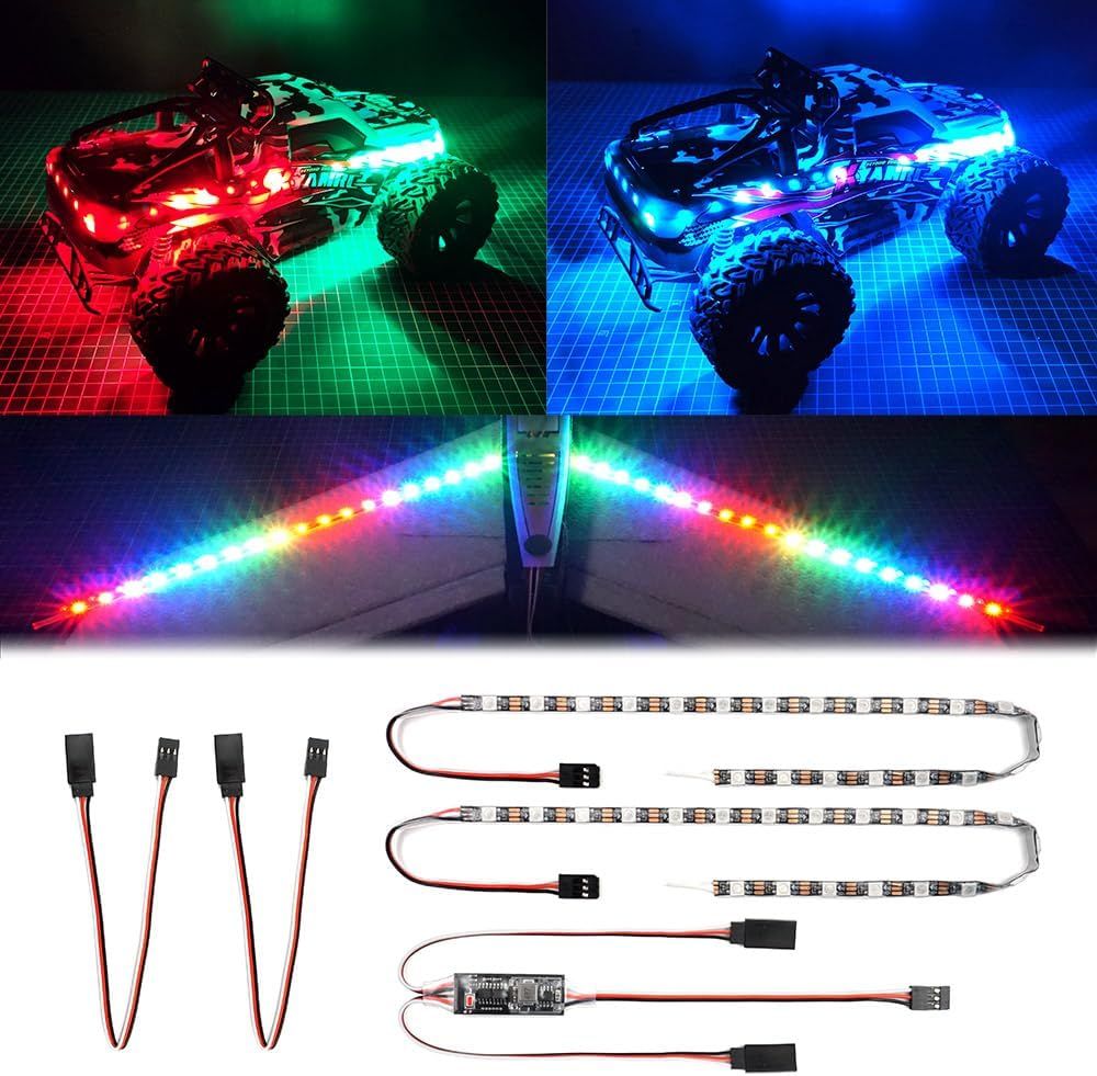 EL-LED-LSK1 RC LED Light Strips Kit for RC Car Crawler Truck Airplane Boat Drone Fixed Wing Traxxas TRX4 Axial SCX10 Color Changeable