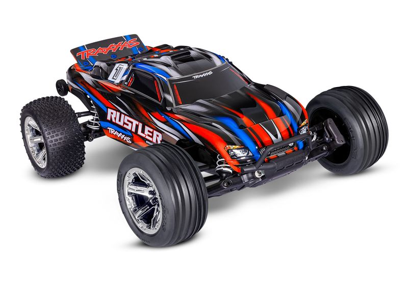 37354-4 - RED Rustler BL-2s: 1/10 2WD brushless stadium truck, fully-assembled, waterproof electronics: Ready-To-Race, with TQ 2.4 GHz 2-channel radio system, BL-2s brushless power system, and cliples