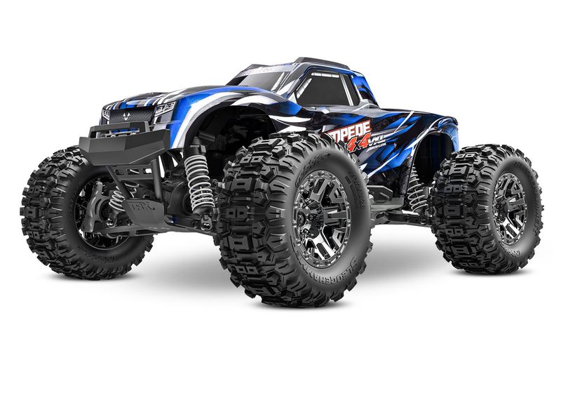 90376-4 - BLUE Stampede 4X4 VXL: 1/10 scale 4X4 monster truck, fully-assembled, waterproof electronics, Ready-To-Race, with TQi 2.4 GHz 2-channel radio system, TSM, HD Upgrade Kit, VXL-3s speed contro