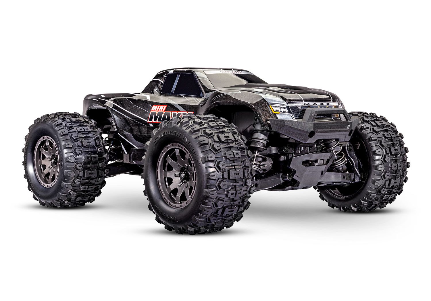 107154-1-BLK Mini Maxx: Maxx-scale monster truck, fully assembled, Ready-To-Race®, with TQ™ 2.4 GHz radio system, Bl-2s™ Brushless Power System, and clip