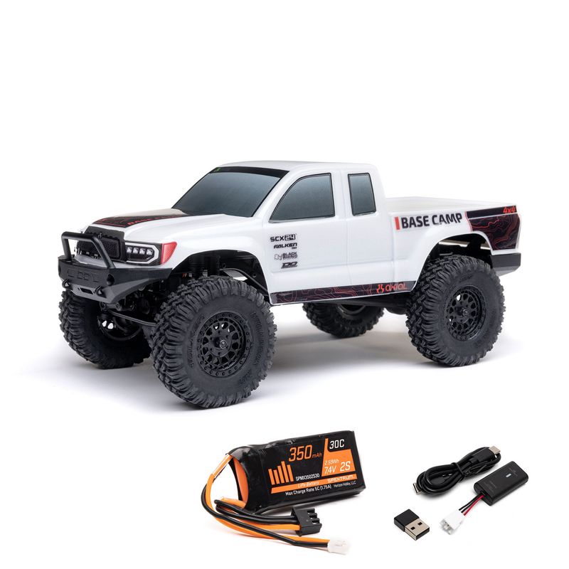 AXI-1219T1 White 1/24 SCX24 Base Camp 4WD Rock Crawler Brushed RTR with Battery &amp; Charger