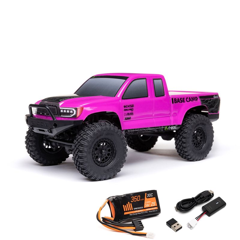 AXI-1219T3 Pink 1/24 SCX24 Base Camp 4WD Rock Crawler Brushed RTR with Battery &amp; Charger