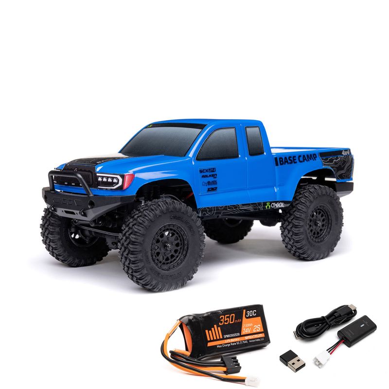 AXI-1219T2 1/24 SCX24 Blue Base Camp 4WD Rock Crawler Brushed RTR with Battery &amp; Charger