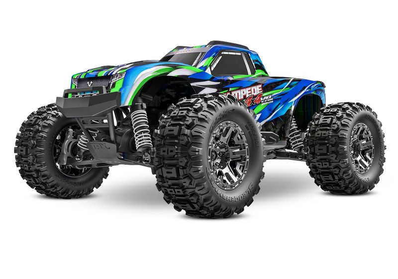 90376-4-GRN Stampede 4X4 VXL: 1/10 scale 4X4 monster truck, fully-assembled, waterproof electronics, Ready-To-Race, with TQi 2.4 GHz 2-channel radio system, TSM, HD Upgrade Kit, VXL-3s speed control,