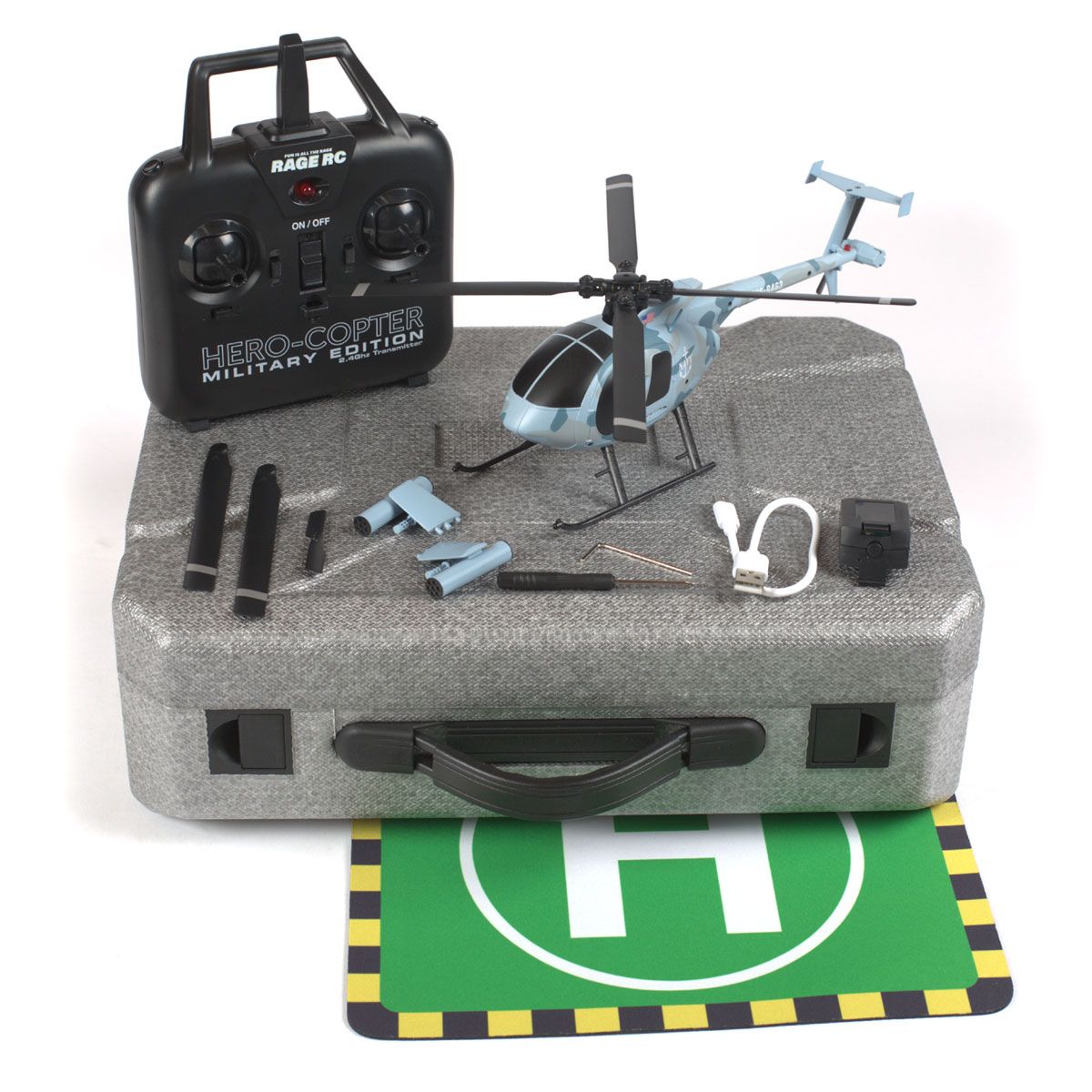 RGR6102 Hero-Copter Military, 4-Blade RTF Heli; Navy
