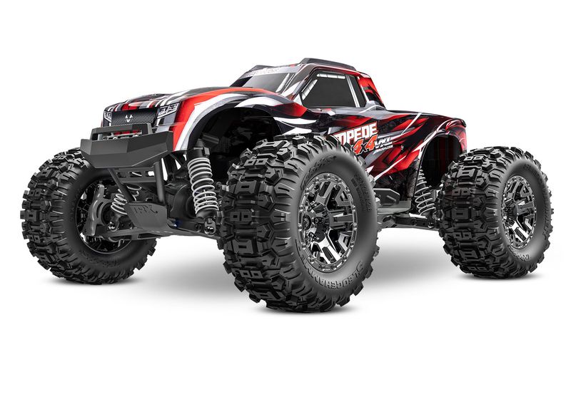 90376-4 - RED  Stampede 4X4 VXL: 1/10 scale 4X4 monster truck, fully-assembled, waterproof electronics, Ready-To-Race, with TQi 2.4 GHz 2-channel radio system, TSM, HD Upgrade Kit, VXL-3s speed contro