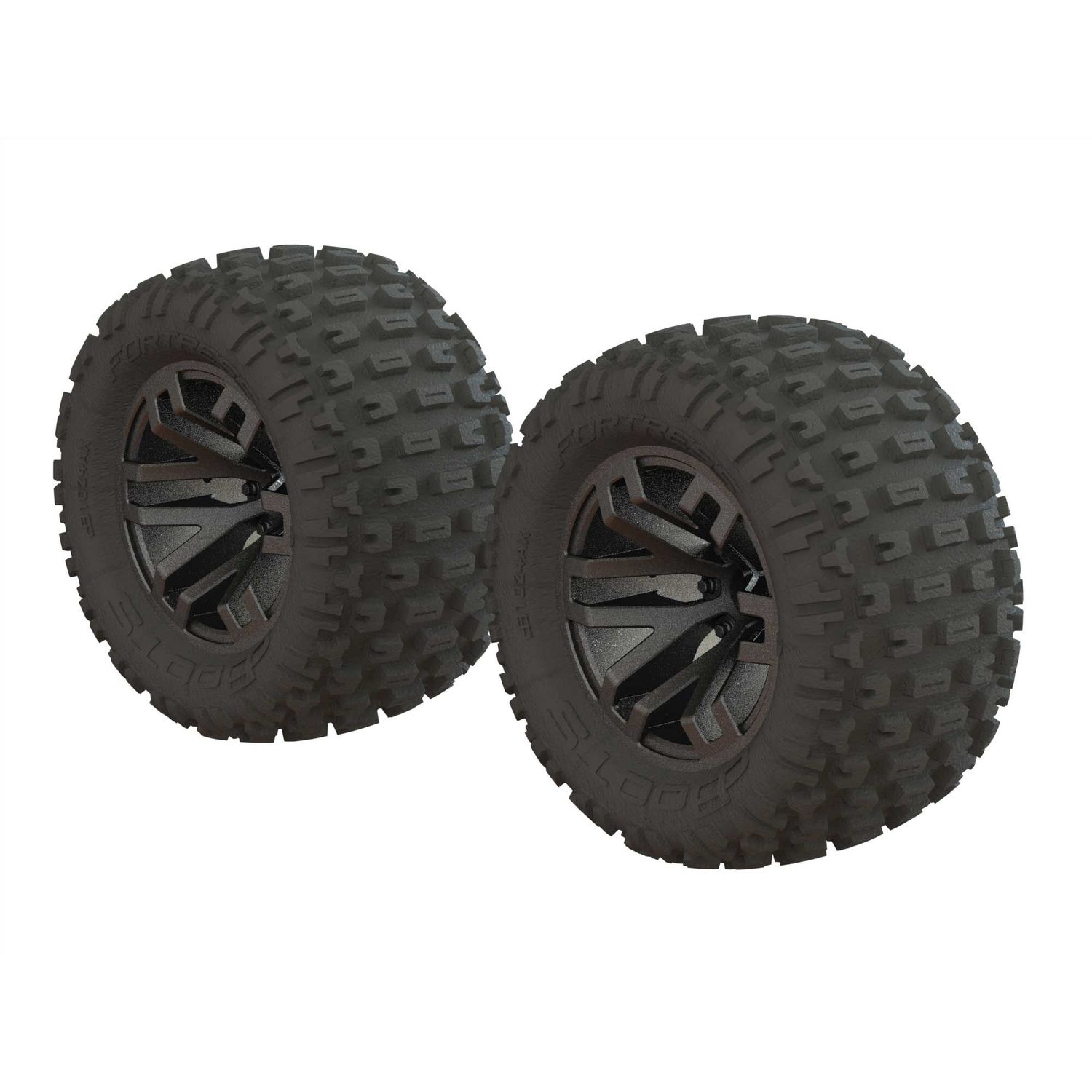 ARA550086 Dboots &#39;Fortress MT&#39; Tire Set Glued Gun Metal (2)