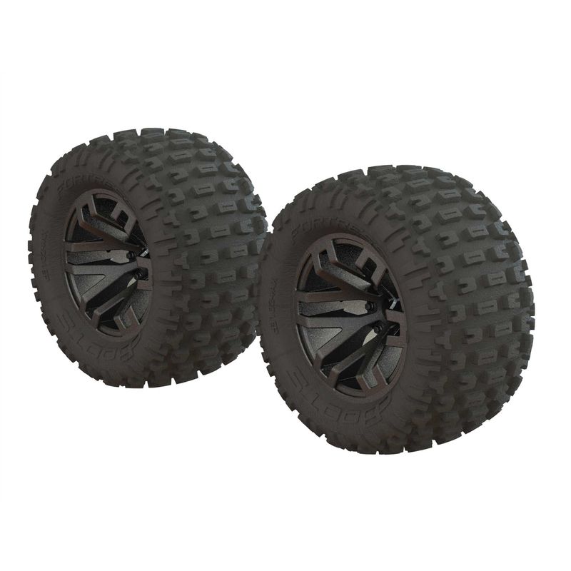 ARA550086 Dboots &#39;Fortress MT&#39; Tire Set Glued Gun Metal (2)