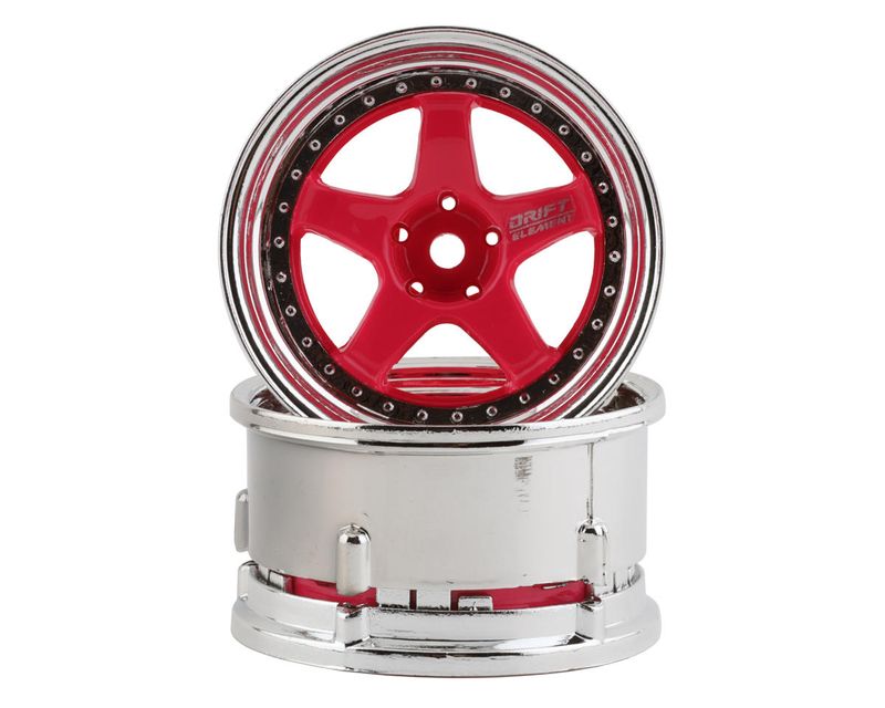 DSC-DE-023 DS Racing Drift Element 5 Spoke Drift Wheel (Pink Face/Chrome Lip/Chrome Rivets) (Adjustable Offset) w/12mm Hex