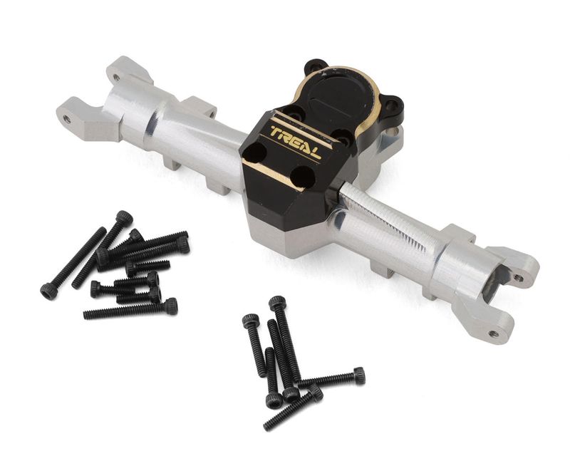 TLHTSCX24-19 Treal Hobby Axial SCX24 Aluminum Front Axle w/Brass Differential Cover (Silver/Black)