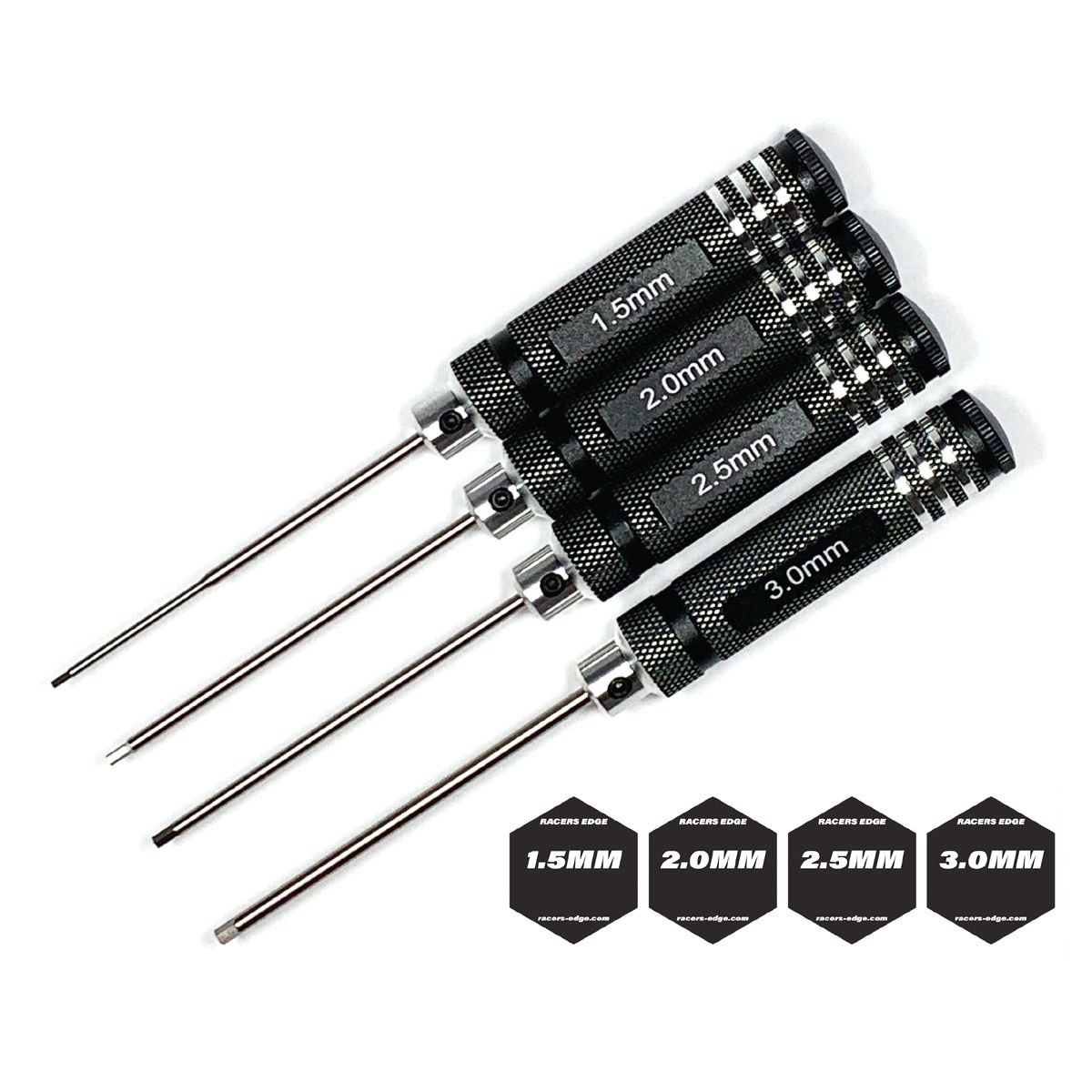 RCE7215BK Racers Edge Metric High Speed Steel Hex Driver Set w/ Black Handles (4pc)