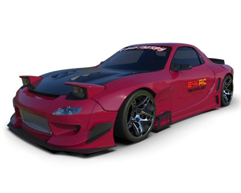 TAF23007 24K RC Technology 1/10 &#39;92 RX7 FD Pandem V3 Full Drift Body Set w/Cosmetic Mods (Clear) (V3) (257mm Wheelbase)