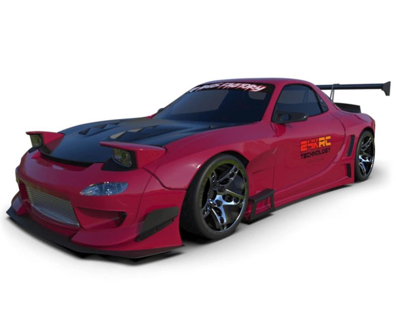TAF23001 24K RC Technology 1/10 &#39;92 RX7 FD Pandem V3 Full Drift Body Set w/Cosmetic Mods (Clear) (V1) (257mm Wheelbase)