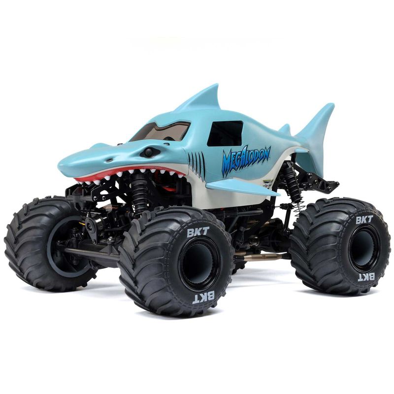 LOS01026T3 1/18 Mini LMT Megalodon 2S 4X4 RTR Brushed Monster Truck (Battery &amp; Charger Included), Blue