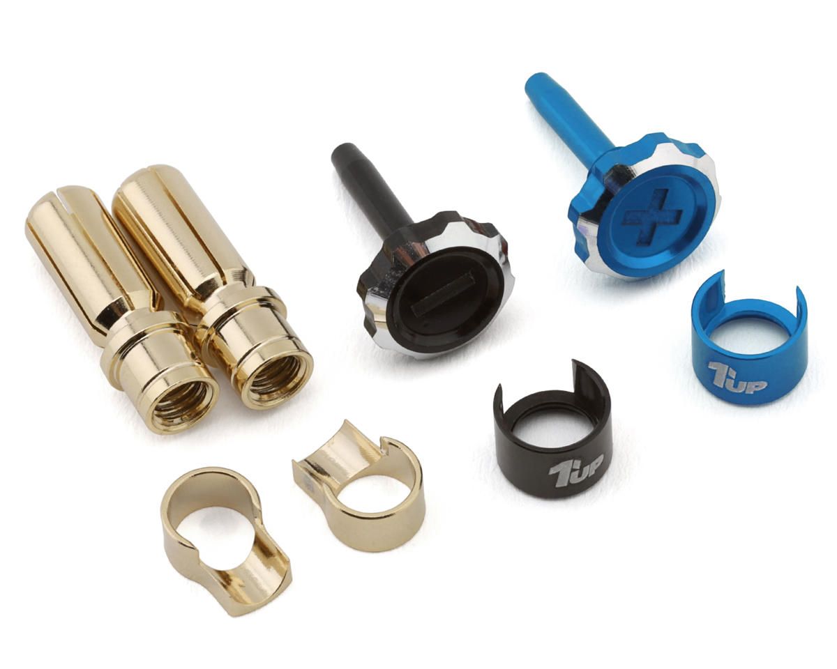 1UP190451 1UP Racing &quot;Lockdown&quot; Adjustable Bullet Plug Grips w/5mm Bullets (Blue/Black)