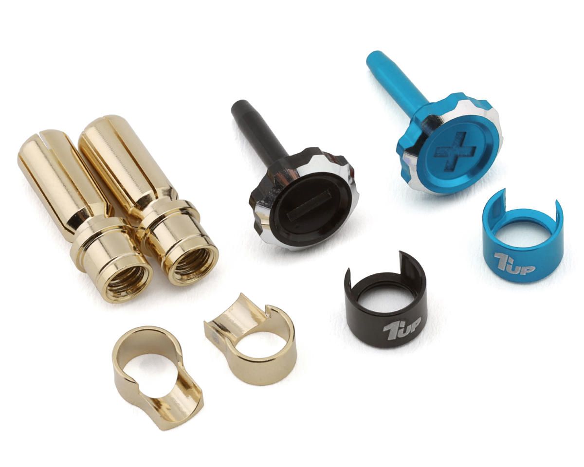 1UP190452 1UP Racing &quot;Lockdown&quot; Adjustable Bullet Plug Grips w/5mm Bullets (Bright Blue/Black)