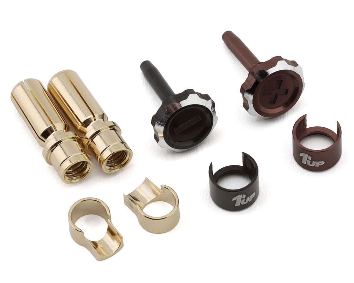1UP190459 1UP Racing &quot;Lockdown&quot; Adjustable Bullet Plug Grips w/5mm Bullets (Gunmetal/Black)