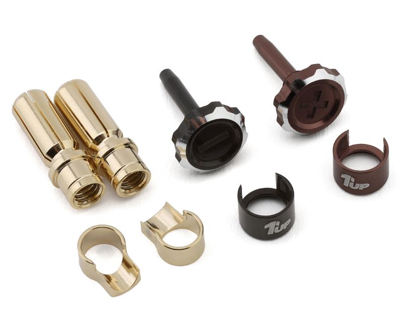 1UP190459 1UP Racing &quot;Lockdown&quot; Adjustable Bullet Plug Grips w/5mm Bullets (Gunmetal/Black)