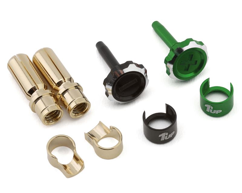 1UP190458 1UP Racing &quot;Lockdown&quot; Adjustable Bullet Plug Grips w/5mm Bullets (Green/Black)