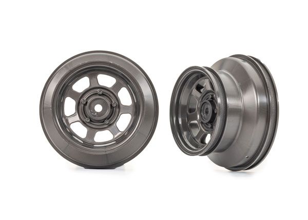 10472 Wheels, dirt oval, graphite gray, dual profile (2.2” outer, 3.0” inner) (2) (4WD front/rear, 2WD rear only)