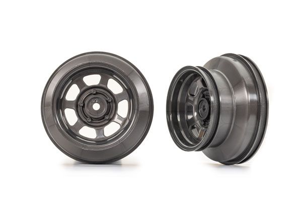 10471 Wheels, dirt oval, graphite gray, dual profile (2.2” outer, 3.0” inner) (2) (2WD front only)