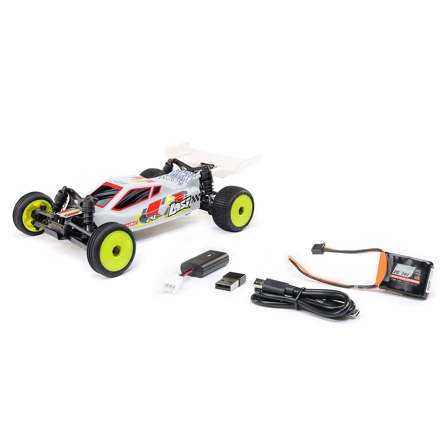 LOS00007T1 1/24 Micro-B 2S 2WD RTR Race Buggy (Battery &amp; Charger Included), White