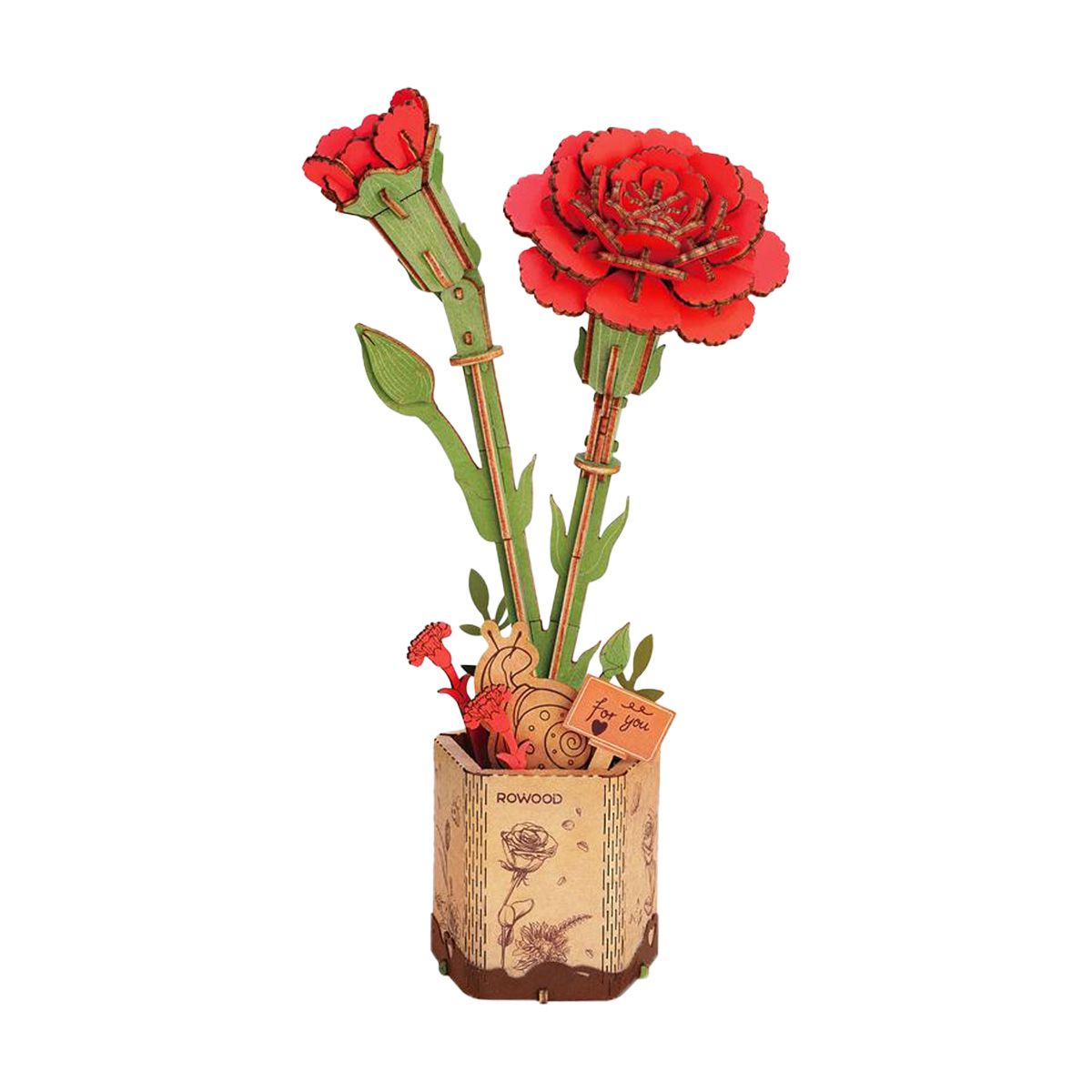 ROETW052 Red Carnation - Wood Bloom Craft