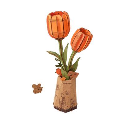 ROETW081 Orange Tulip - Wood Bloom Craft