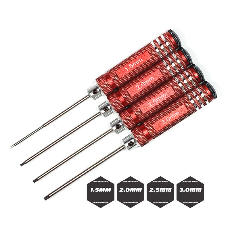 RCE7215R Metric High Speed Steel Hex Driver Set w/ Red Handles (4pc)