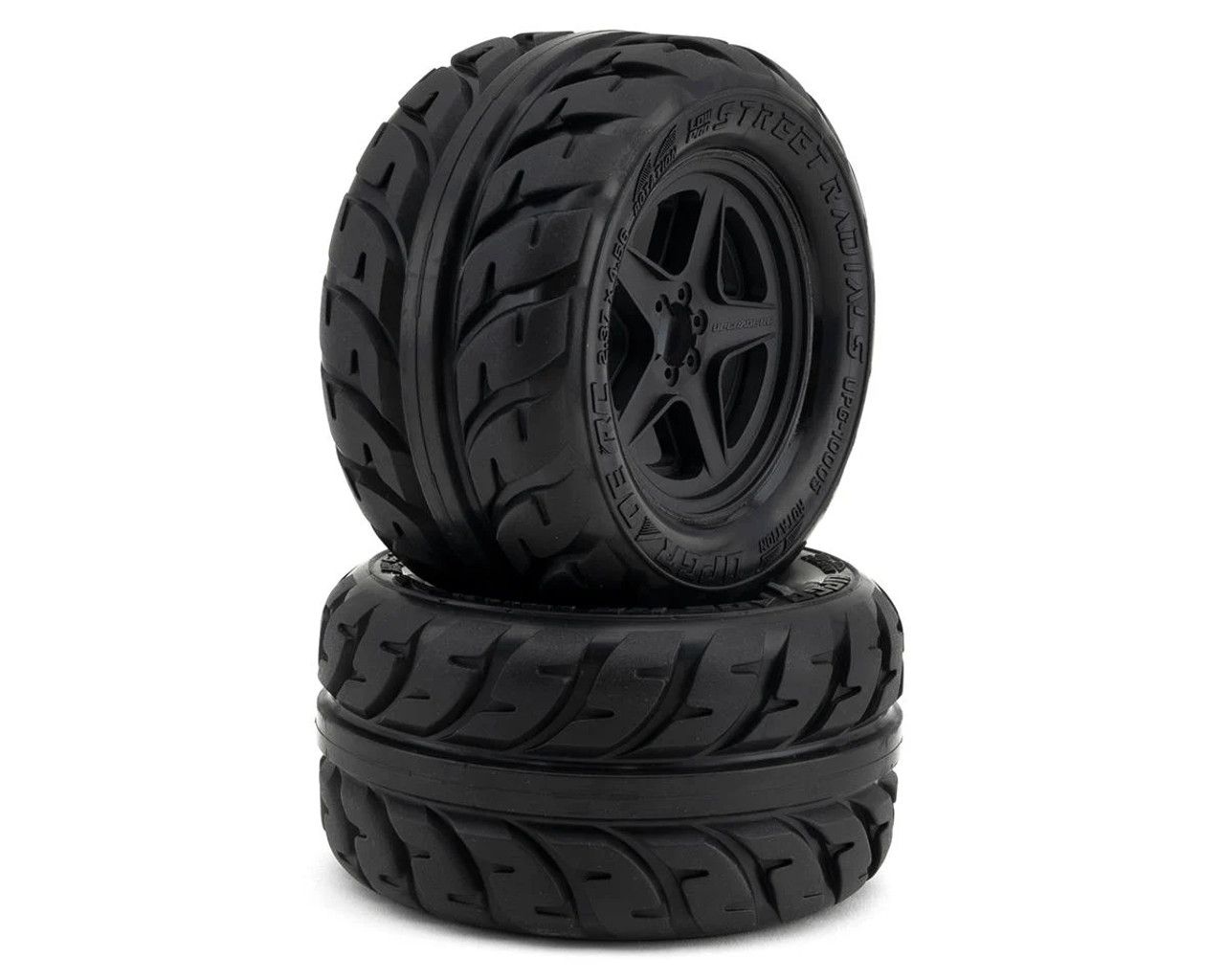 UPG-10005 UpGrade RC Low-Pro BELTED Street Radials 2.8&quot; Pre-Mounted On-Road Tires w/5-Star Wheels (2) 17mm/14mm/12mm Hex