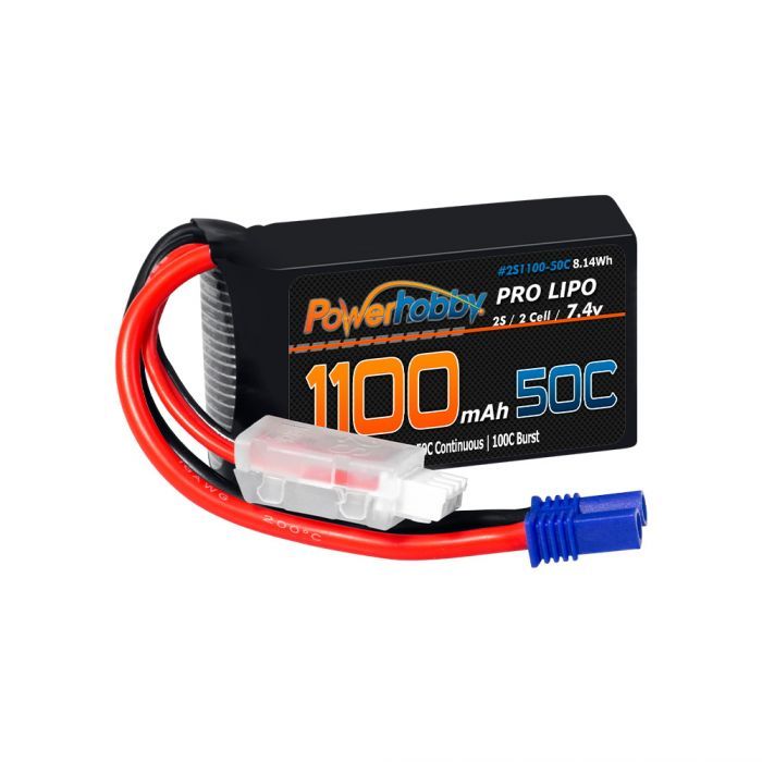 PHB2S1100MAH50CEC2 2S 1100mAh 50C LiPo Battery w/EC2 Plug: Losi Mini-B, Mini-T 2.0, JXR2