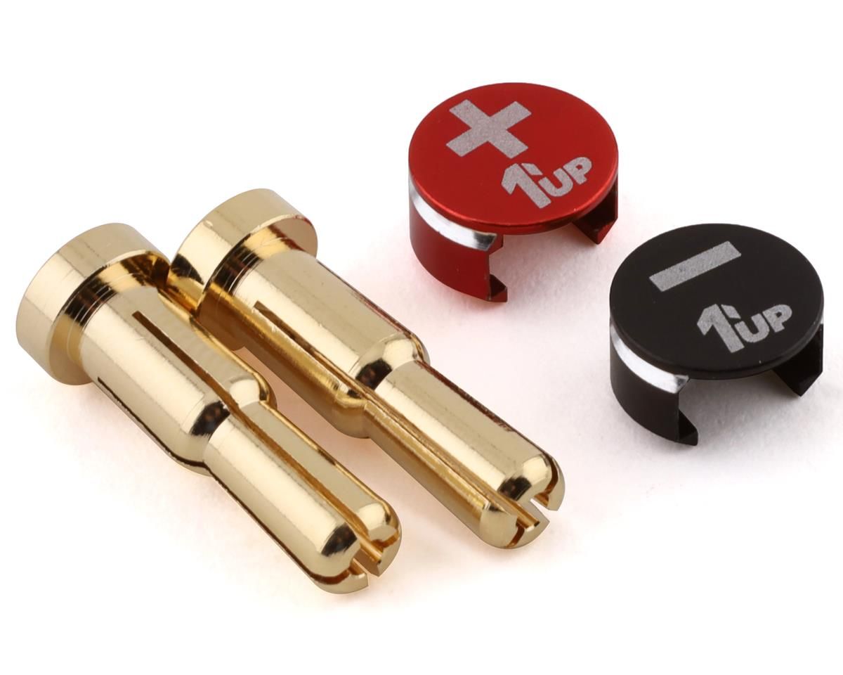 1UP190433 1UP Racing LowPro Bullet Plug Grips w/4-5mm Bullets (Black/Red)