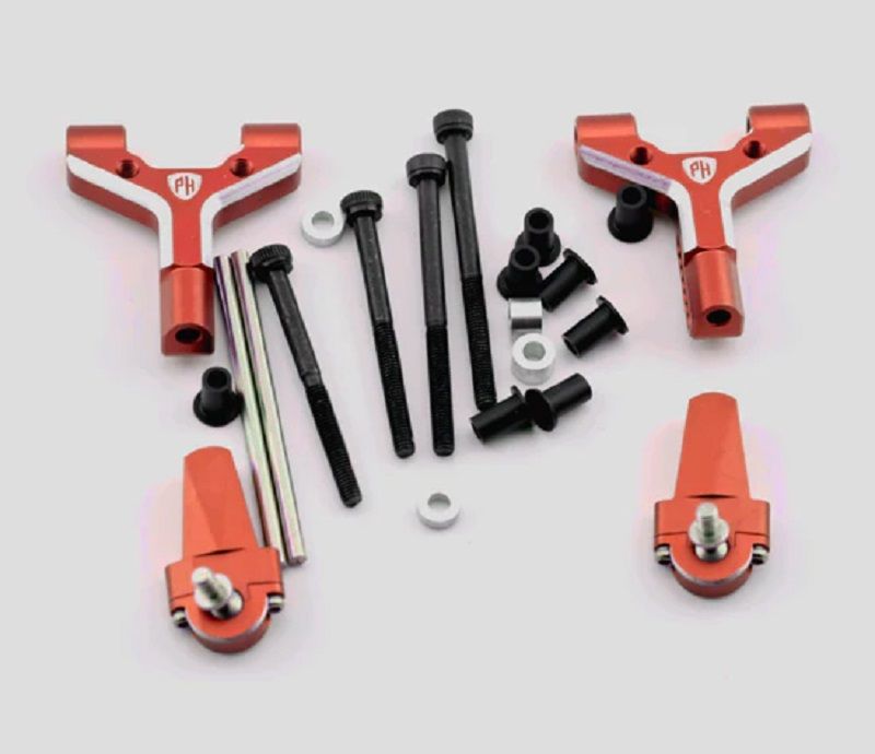 PHB7028RED Aluminum Adjustable Front Lower Arms, Red, for MST RMX 2.5 / 2.0