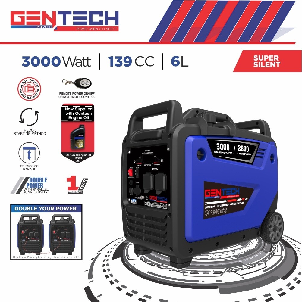 Gentech GP3000iS Pure Sine Wave Inverter Generator