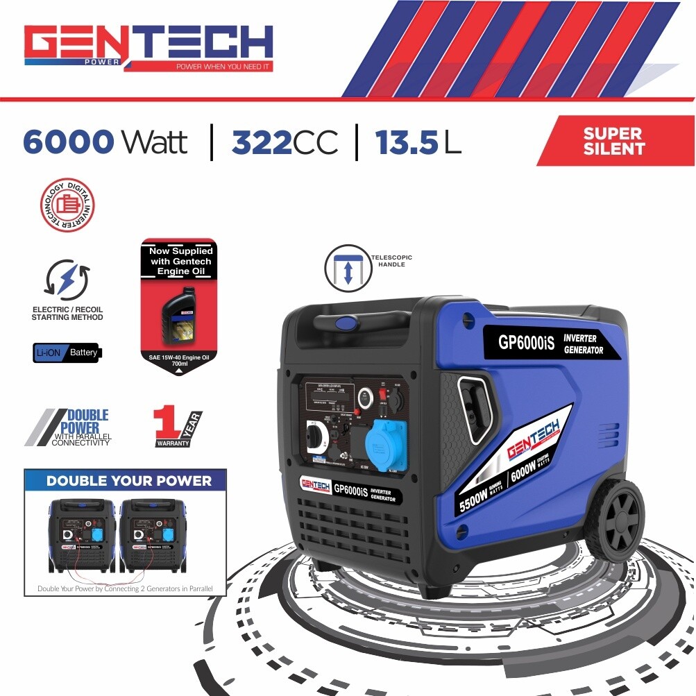 Gentech GP6000iS Pure Sine Wave Inverter Generator