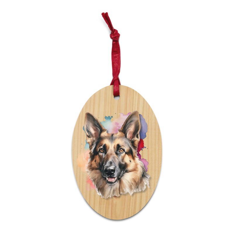 German Shepherd Wooden Oval Magnet/Ornament Combo