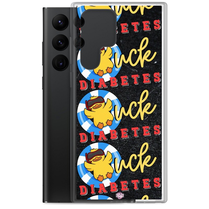 Quack the Code: Stylish Black Splatter Duck Diabetes Samsung® Phone Case