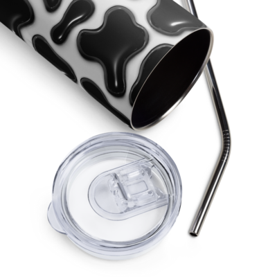 Unique &amp; Stylish Puffed Cow Print 20oz Stainless-Steel Tumbler with Lid &amp; Metal Straw