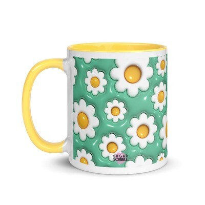 Sweet Daisy Delight 11oz Ceramic Color Inside Mug