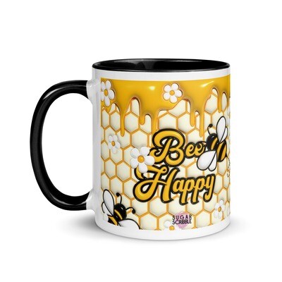 Puffed Honeycomb Bliss &#39;Bee Happy&#39; 11oz Ceramic Mug