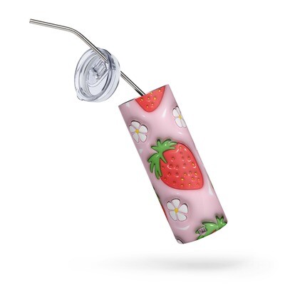 Strawberry Dreams 20oz Stainless-Steel Tumbler with Lid &amp; Metal Straw