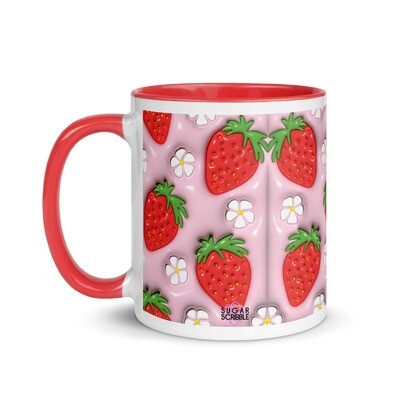Strawberry Dreams: 11oz Puffed-Effect Ceramic Mug