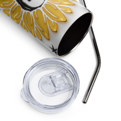 Savage Sunflower 20oz Stainless-Steel Tumbler with Lid &amp; Metal Straw