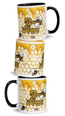 Puffed Honeycomb Bliss &#39;Bee Happy&#39; 11oz Ceramic Mug