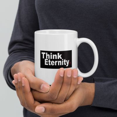 Think Eternity White glossy mug